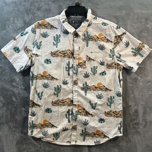 Mens RF Brand Shirt Western Short Sleeve button Size XL Desert Mountains *READ